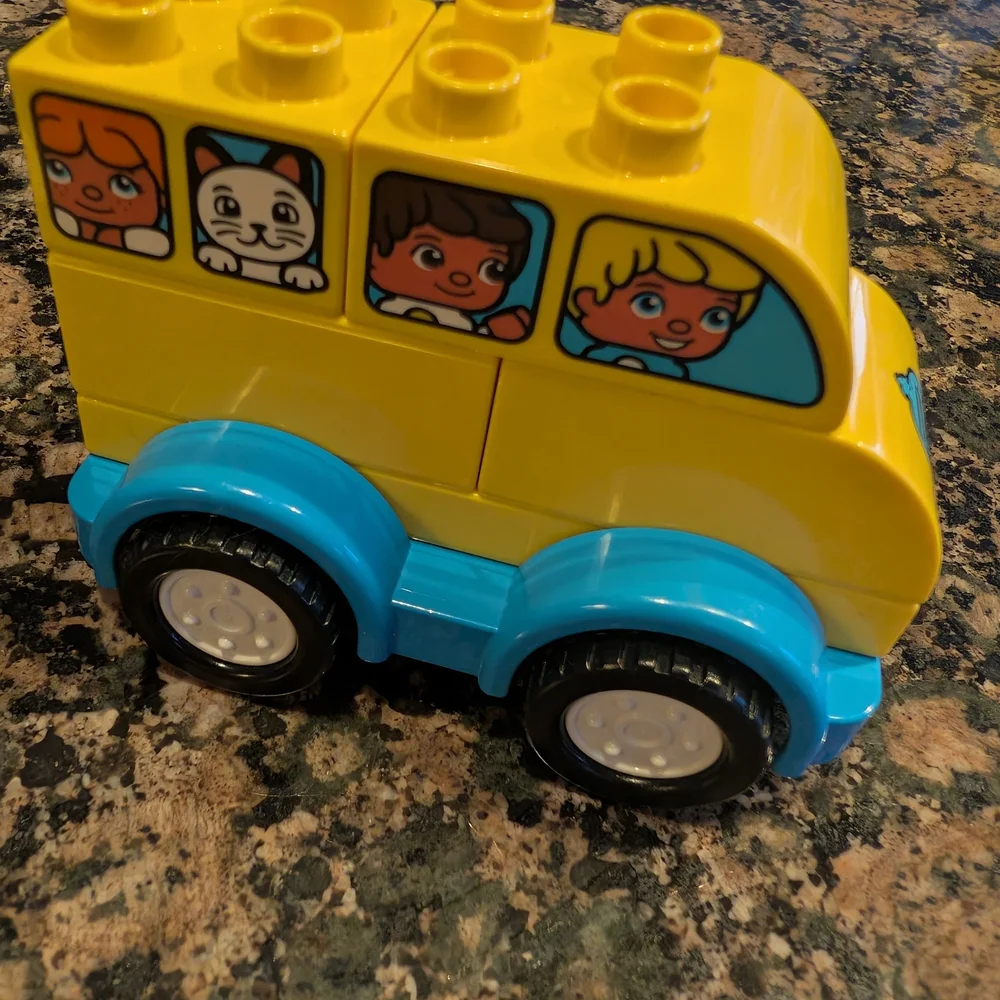 Lego Building Block Set with Yellow and Blue Pieces - Picture 2 of 5